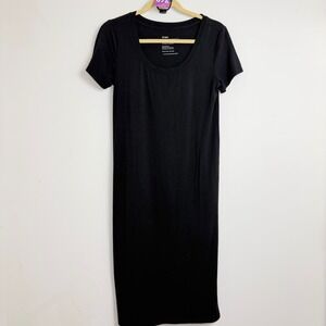 STORQ Black Short Sleeve Scoop Neck Midi T-Shirt Dress Size 2 Small